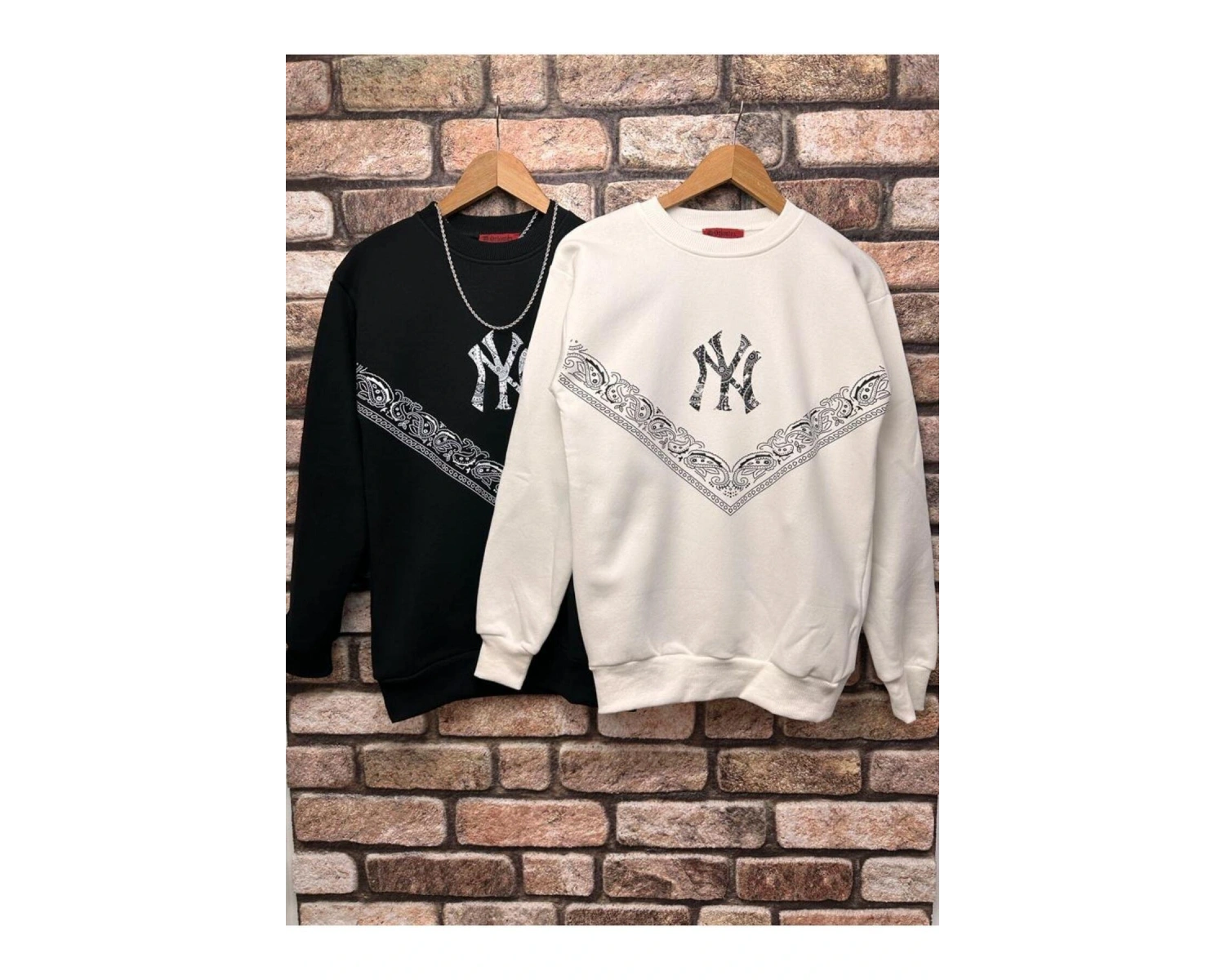 Çift Sevgili Siyah-beyaz Baskılı Sweatshirt 2linysiyahbeyaz