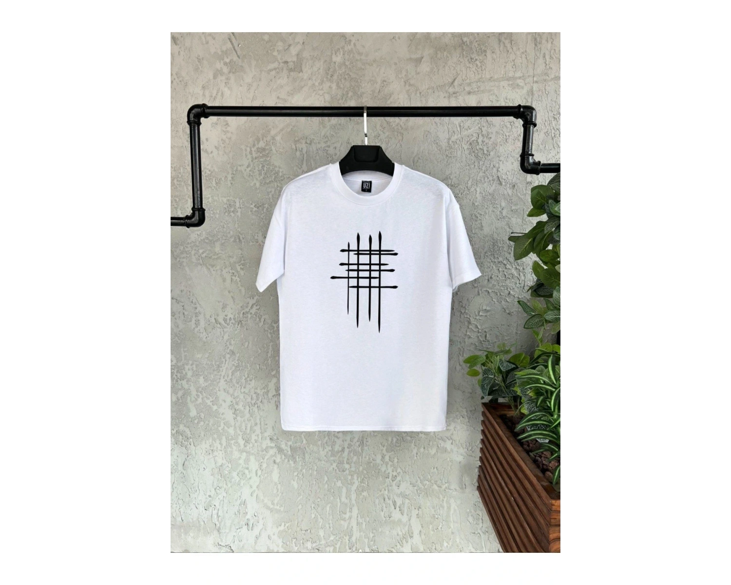 Çizgi Baskılı Beyaz Erkek