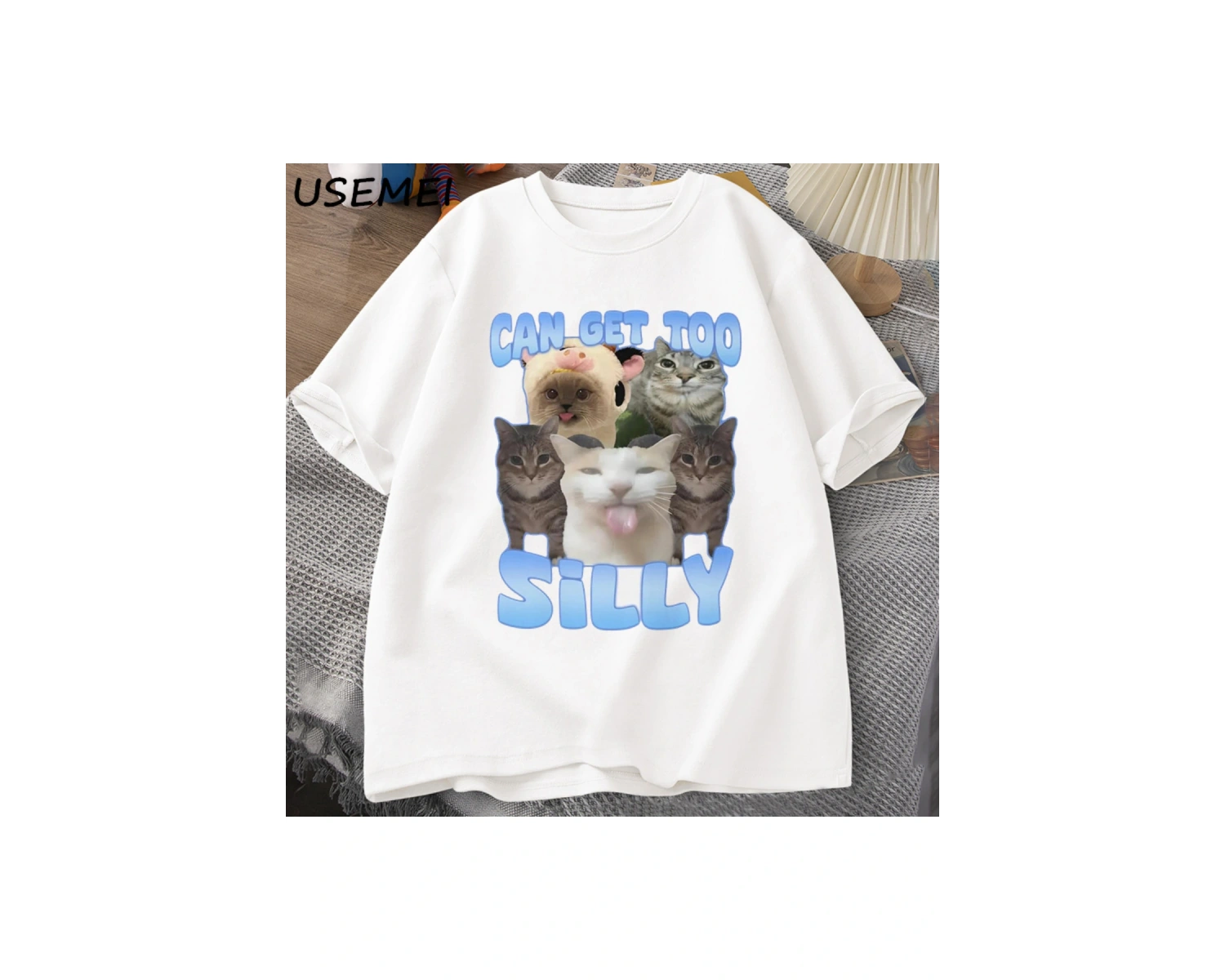 Çok Aptal Komik Kedi Meme T-shirt Erkek Kadın Pamuk Goofy Ahh Kediler TeeUnisex Kısa 2958