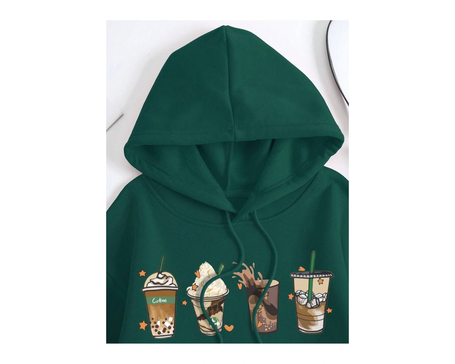 Coke serisi Cartoon Graphic Kangaroo Pocket Drawstring Thermal Lined Hoodie