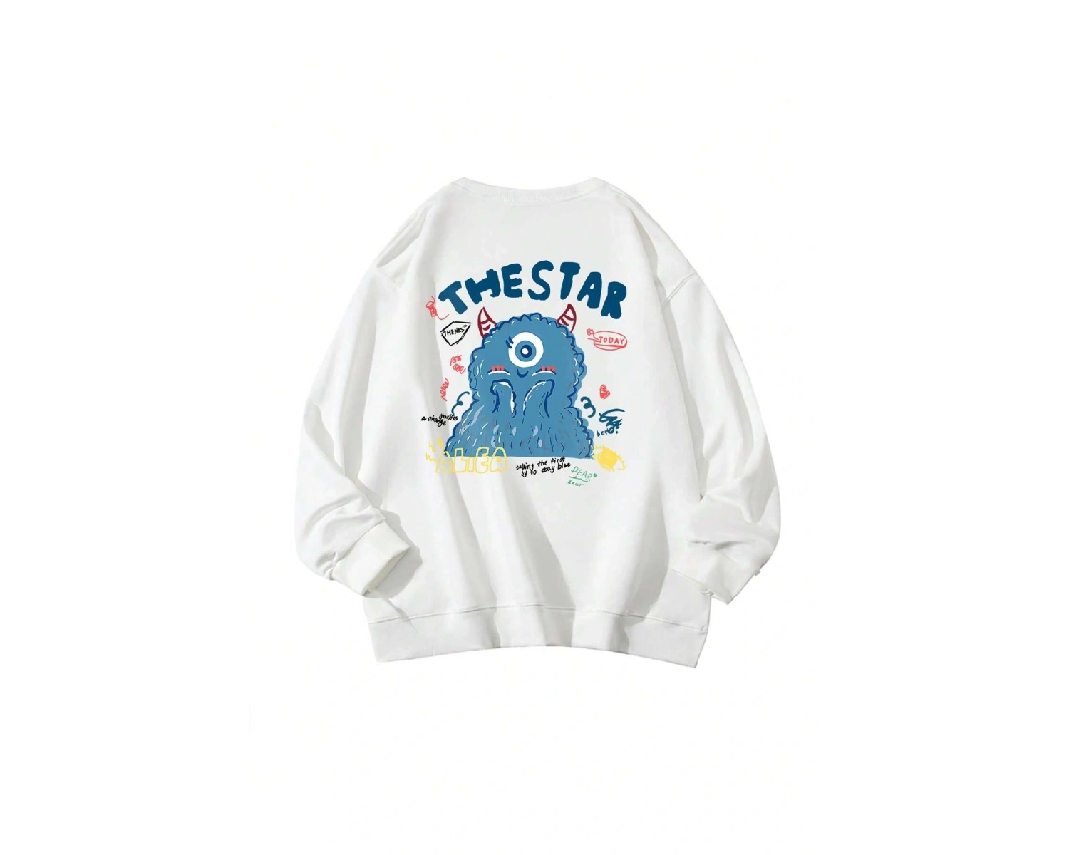 Coke serisi Cartoon & Letter Graphic Drop Shoulder Oversized Pullover