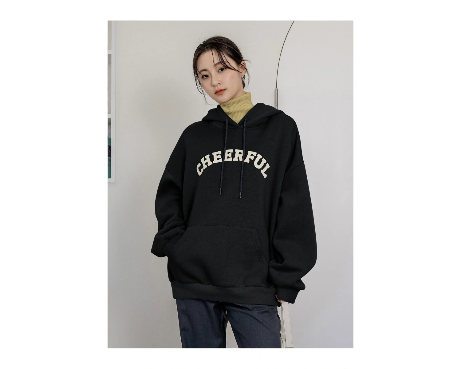 Coke serisi Dazy-Less Letter Graphic Kangaroo Pocket Drawstring Hoodie