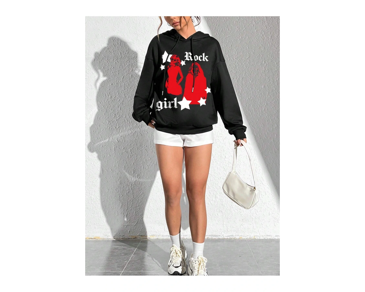 Coke serisi Figure & Letter Graphic Drop Shoulder Drawstring Hoodie