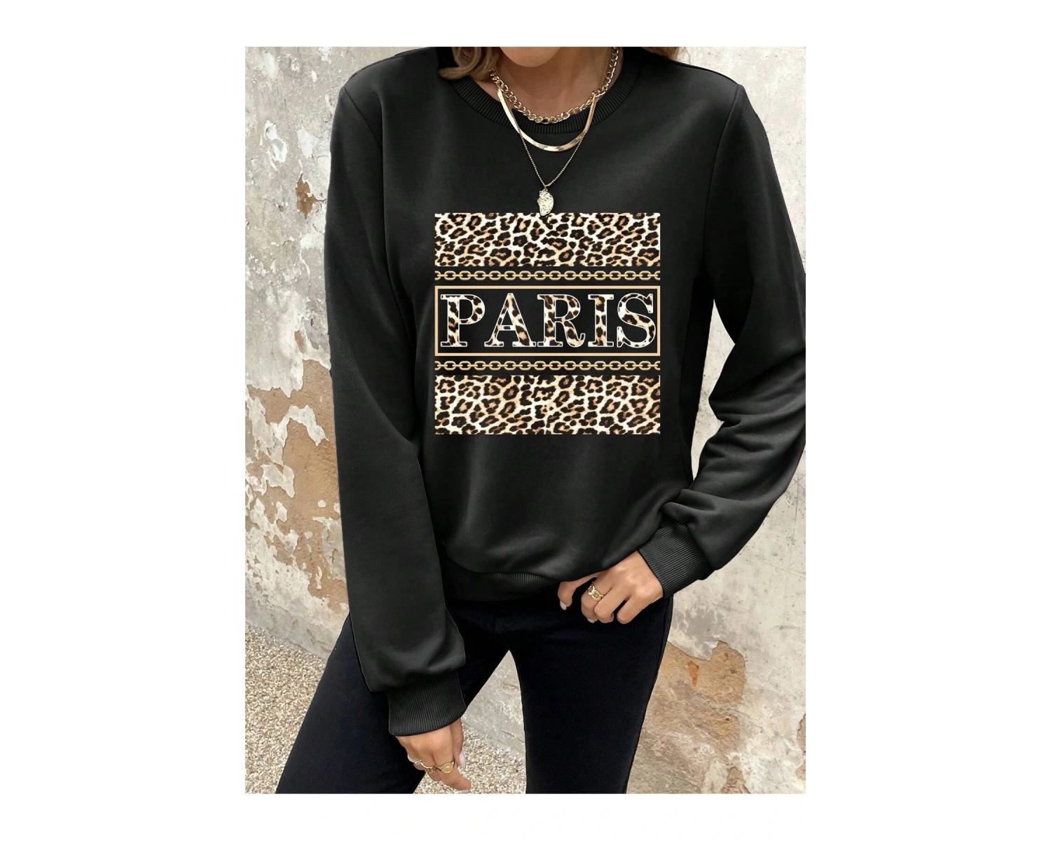 Coke serisi Leopard & Letter Graphic Sweatshirt