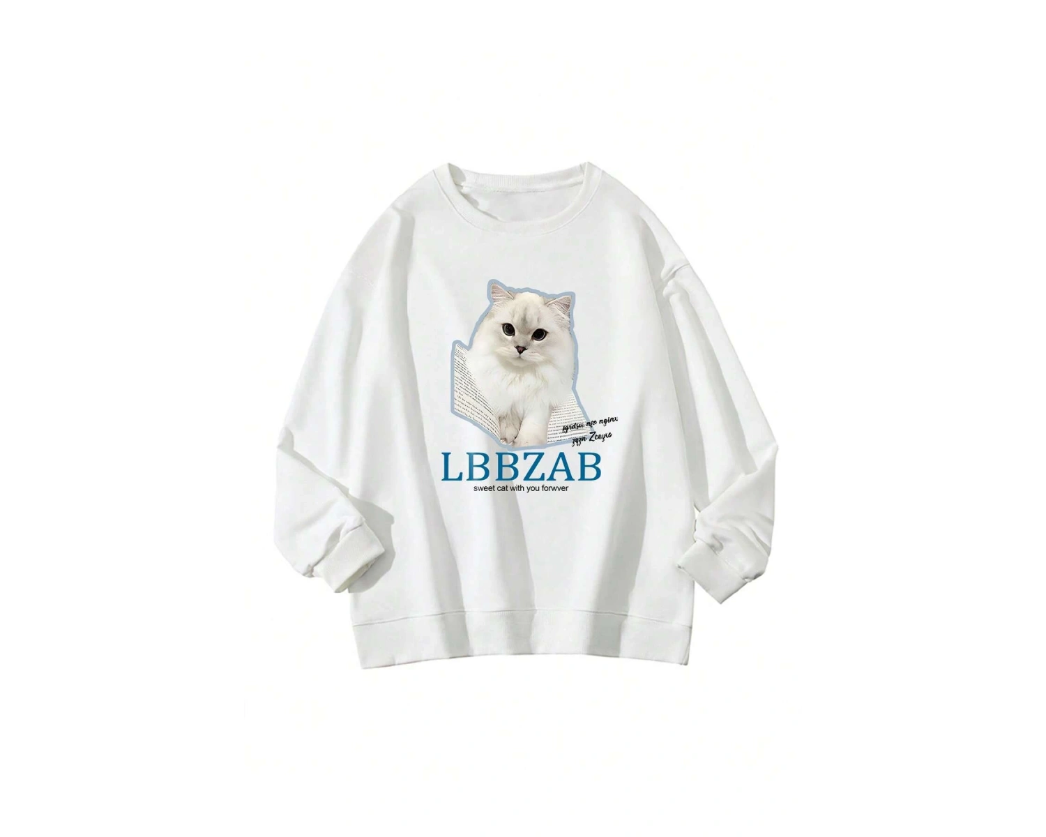 Coke serisi Letter & Cat Graphic Drop Shoulder Pullover