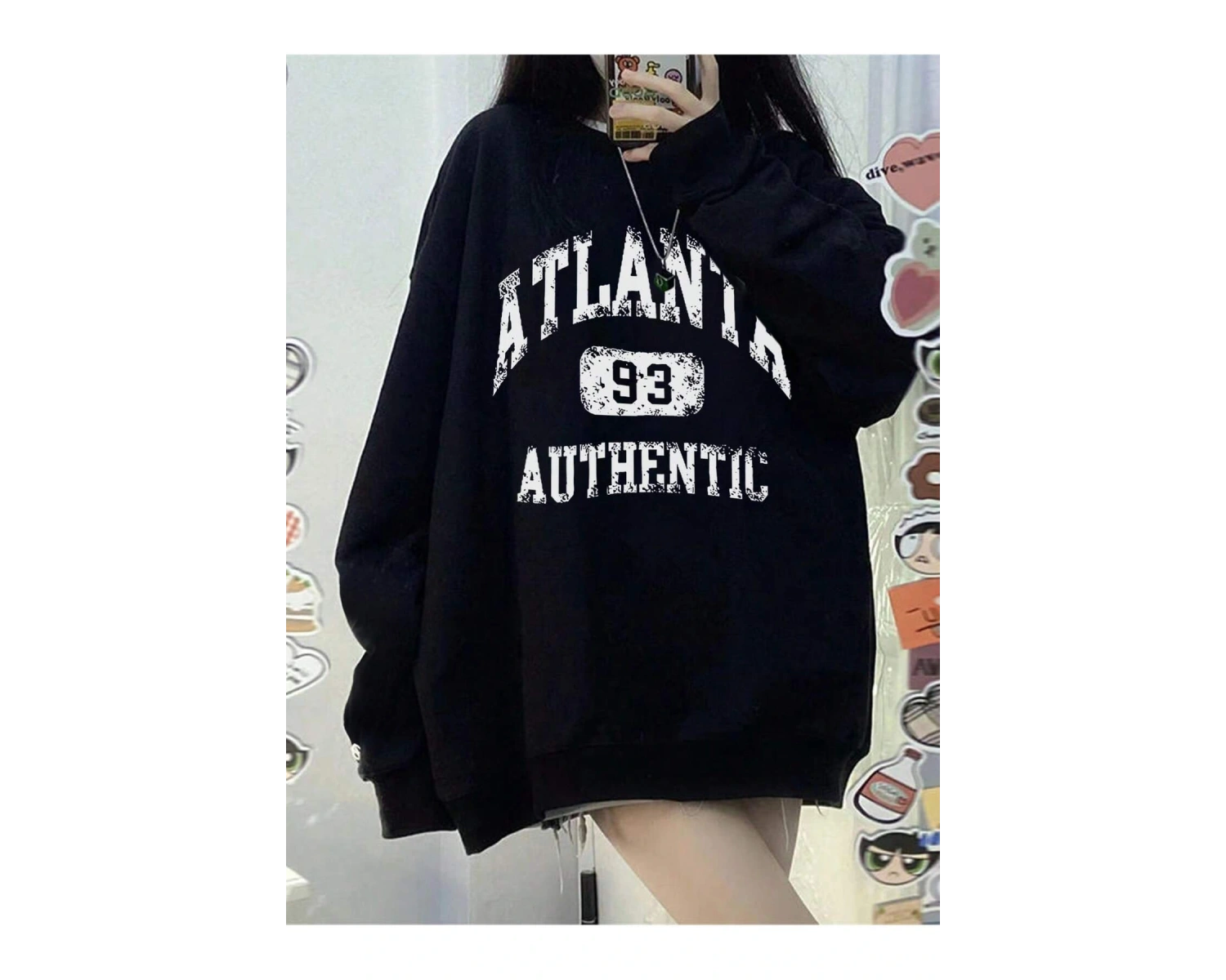 Coke serisi Letter Graphic Drop Shoulder Pullover