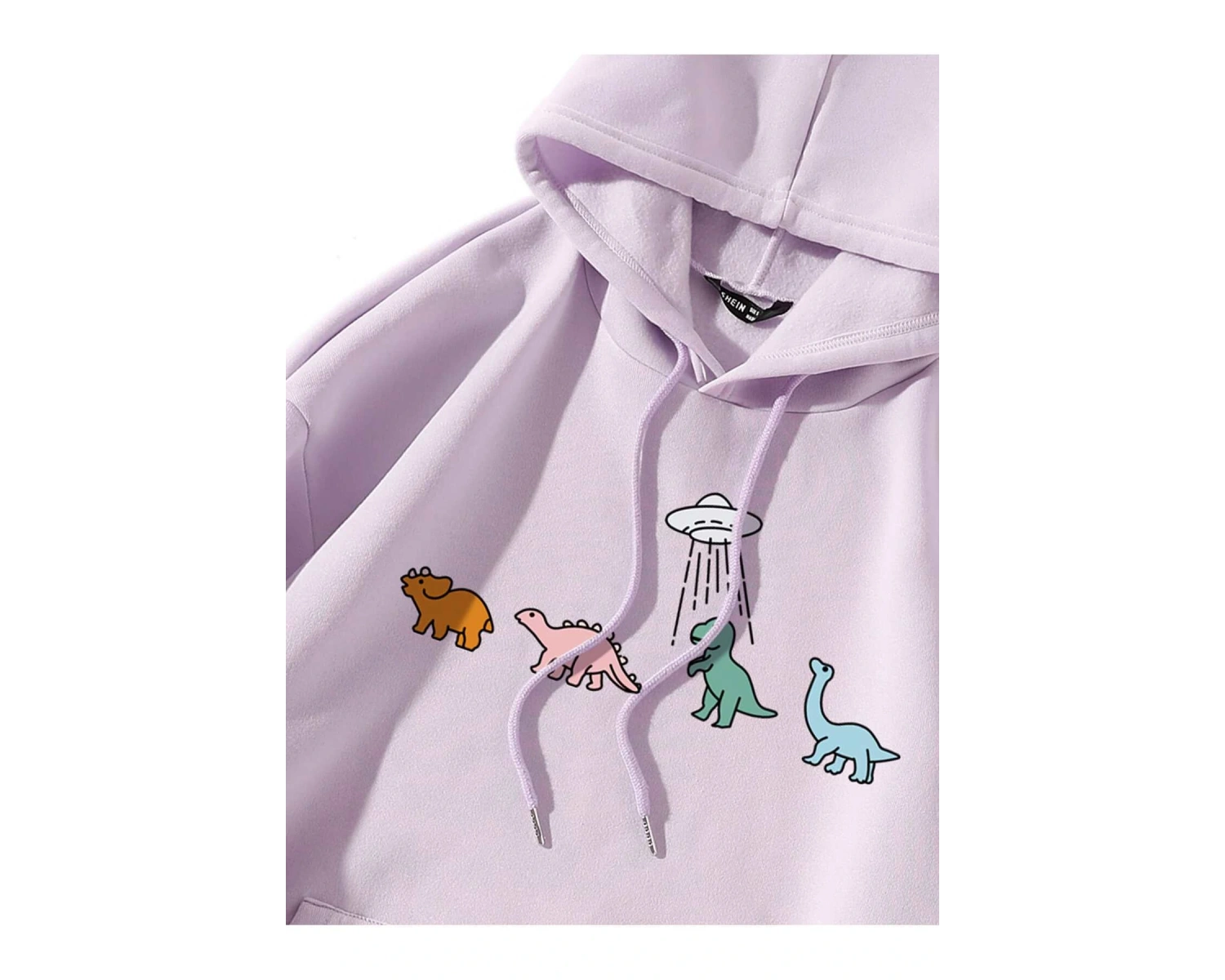 Coke serisi SHEIN Qutie Cartoon Graphic Drop Shoulder Drawstring Thermal Lined Hoodie