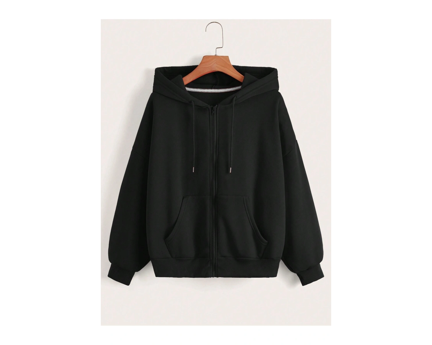 Coke serisi Slogan & Butterfly Print Drop Shoulder Drawstring Zipper Thermal Lined Hoodie