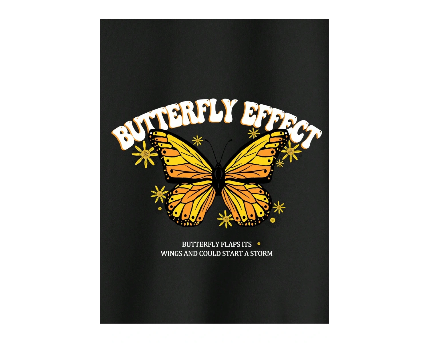 Coke serisi Slogan & Butterfly Print Drop Shoulder Drawstring Zipper Thermal Lined Hoodie