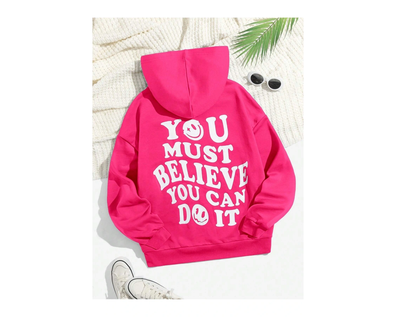 Coke serisi Slogan & Cartoon Graphic Hoodie