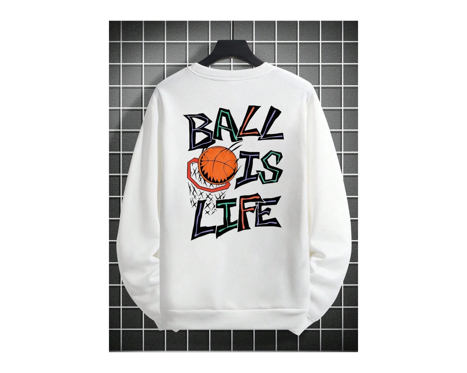 Coko serisi Basketball and Slogan Graphic Sweatshirt