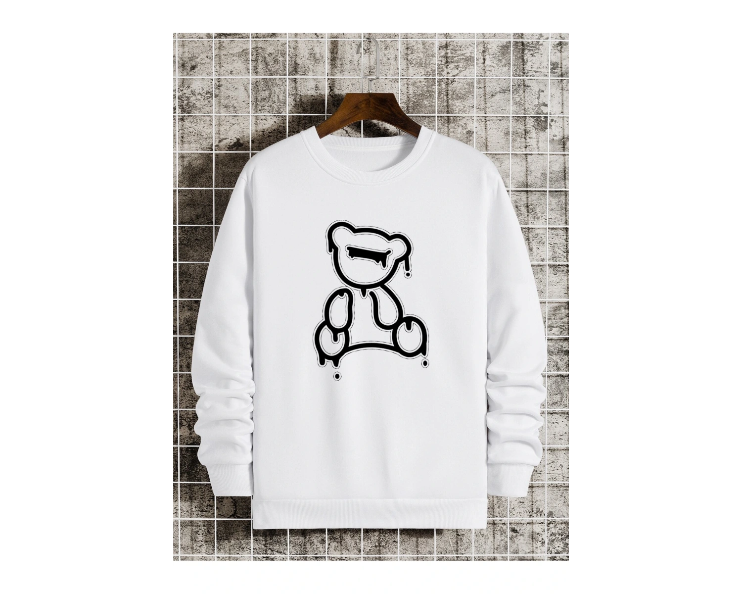 Coko serisi Bear Print Lined Sweatshirt