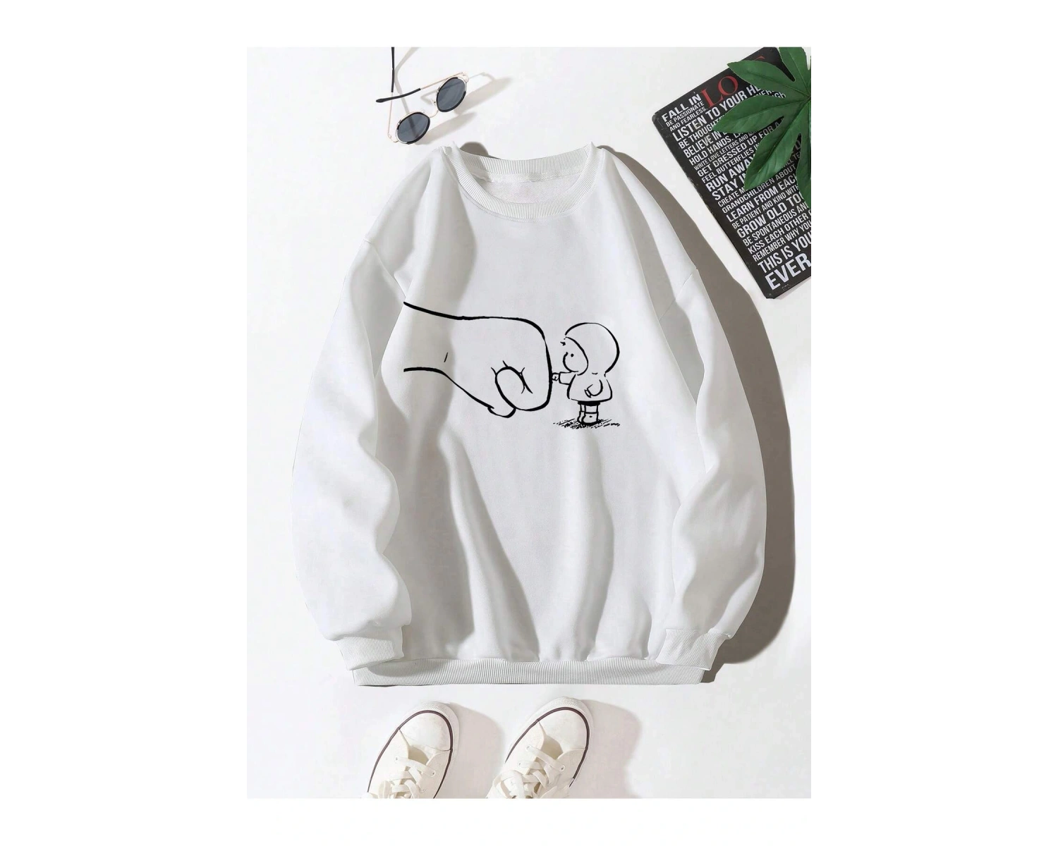 Coko serisi Cartoon Graphic Drop Shoulder Sweatshirt