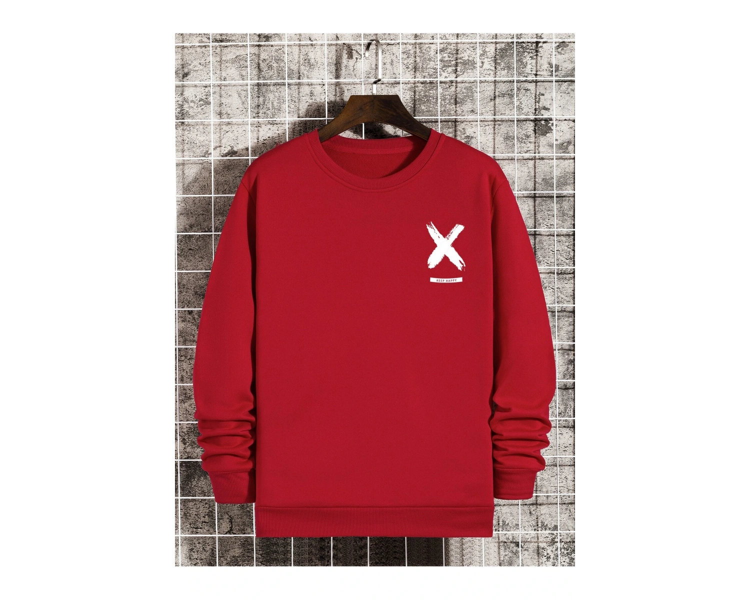 Coko serisi Slogan & Brush Print Lined Pullover