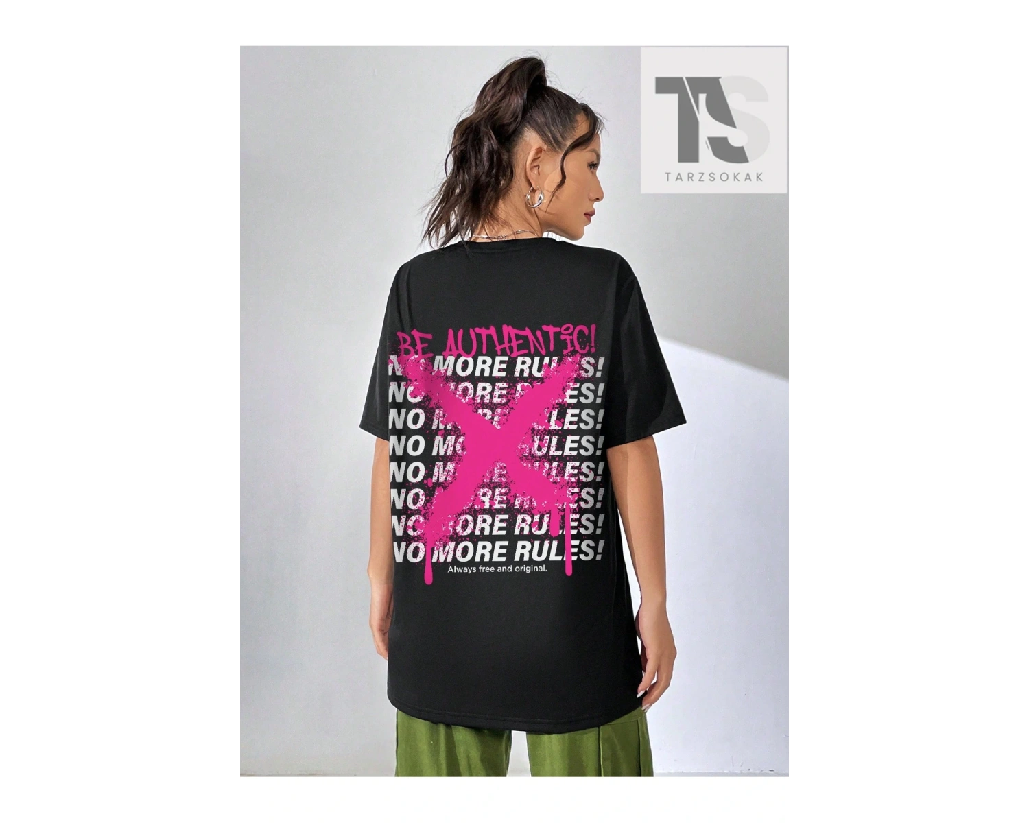 Coolane Amerikan Sokak Stili Graffiti ve Mektup Baskılı Tasarımlı Büyük Boy Yuvarlak Ya