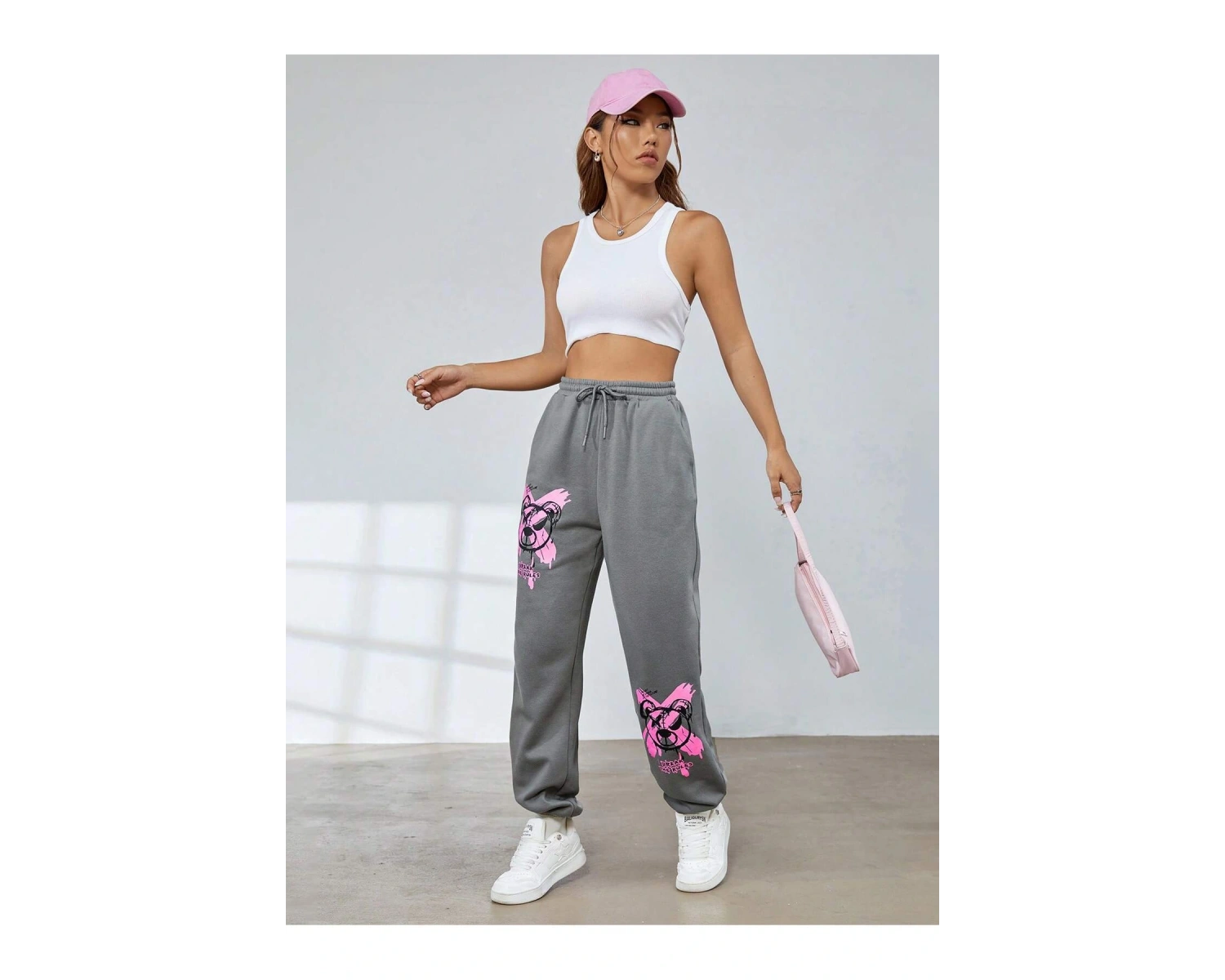 Coolane Cartoon and Graphic Drawstring Waist Slant Pocket 4 Mevsim Eşofman