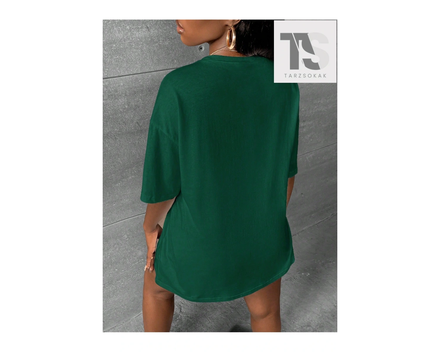 Coolane Casual Baskılı Yuvarlak Yaka Kısa Kollu Bol Kadın Tişört