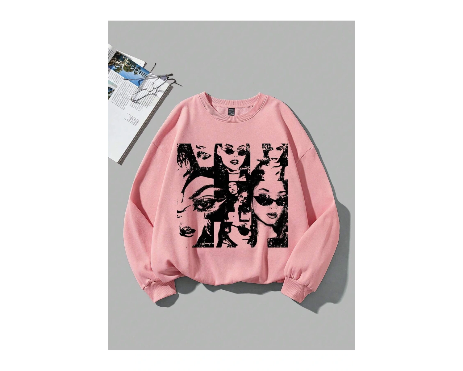 Coolane Figür Grafikli Düşük Omuzlu Pembe