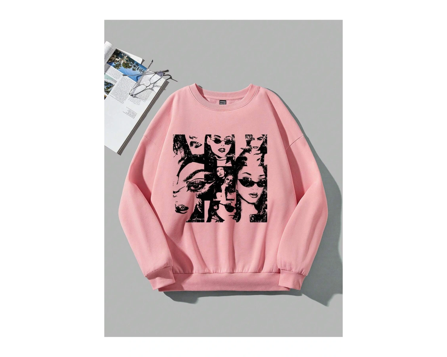 Coolane Figür Grafikli Düşük Omuzlu Pembe