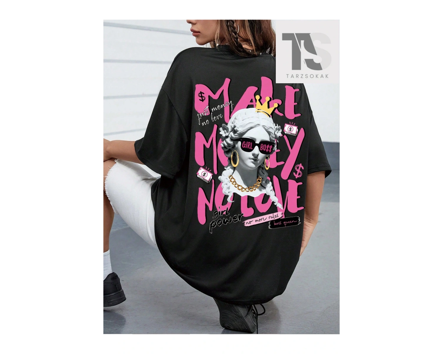 Coolane Figürlü ve Sloganlı Grafik Düşük Omuzlu Tişört