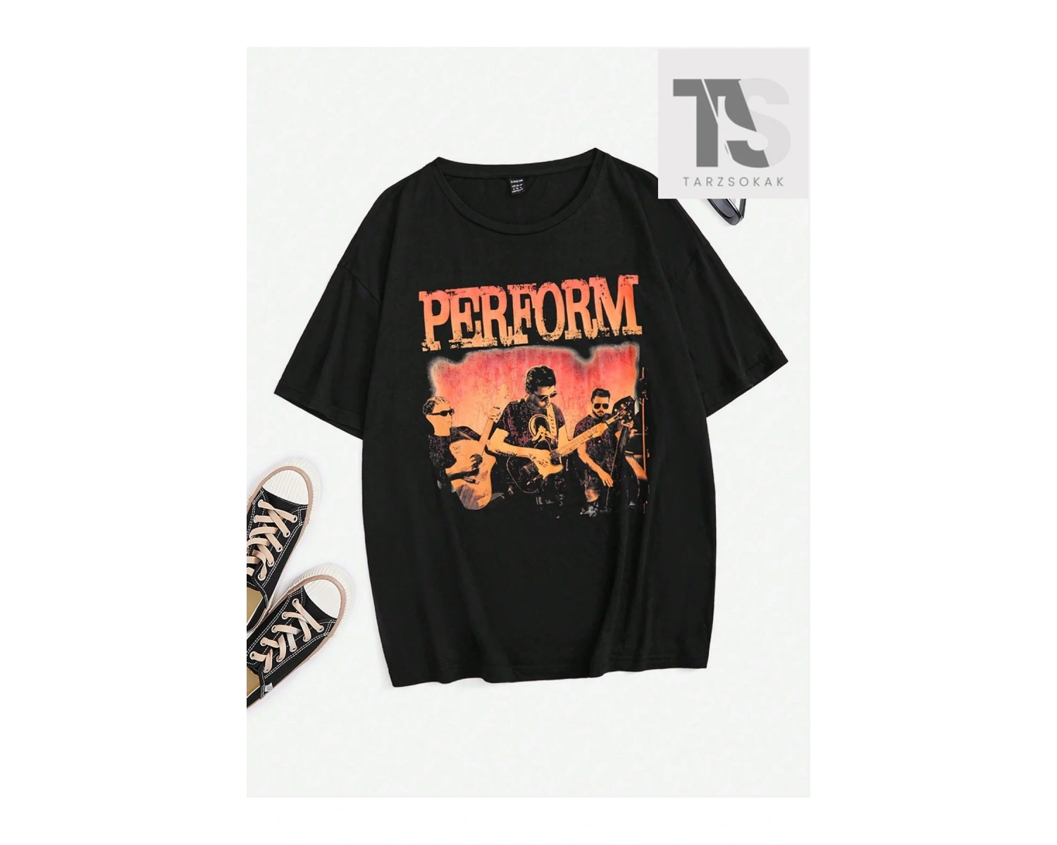 Coolane Harfli ve Şekilli Grafik Düşük Omuzlu Tişört