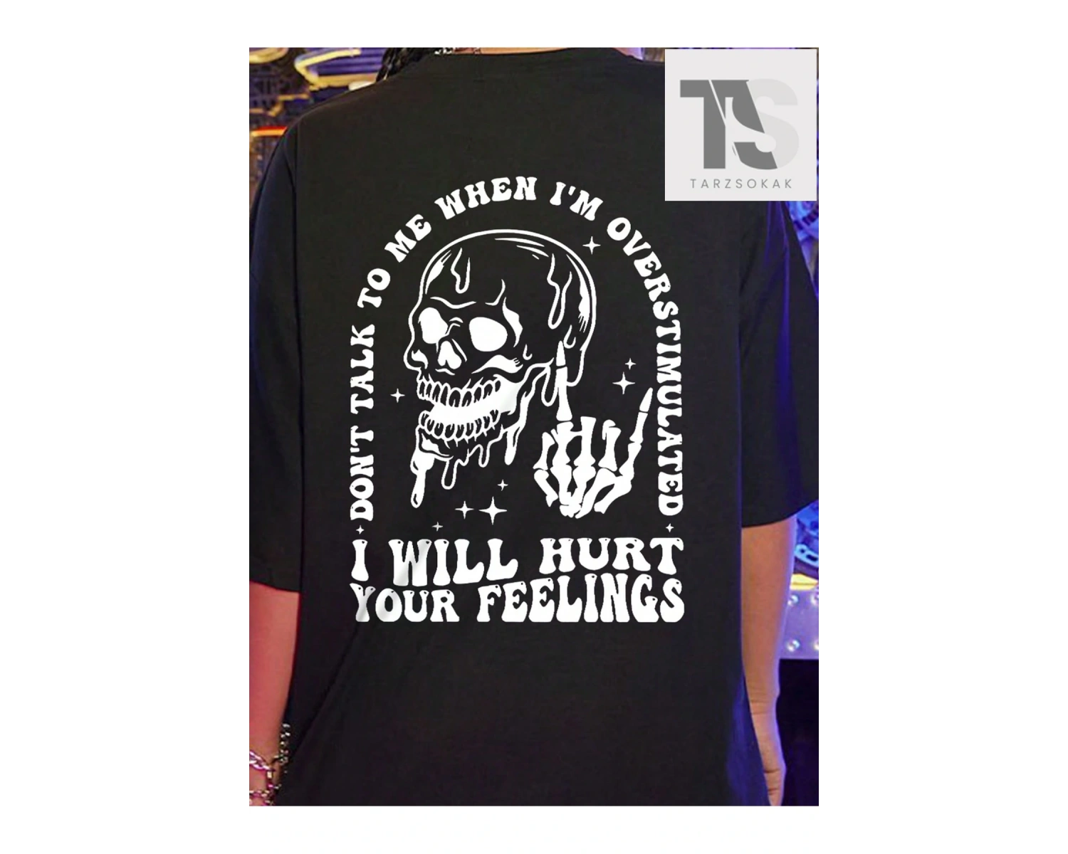 Coolane Kafatası ve Slogan Grafikli Düşük Omuzlu Tişört