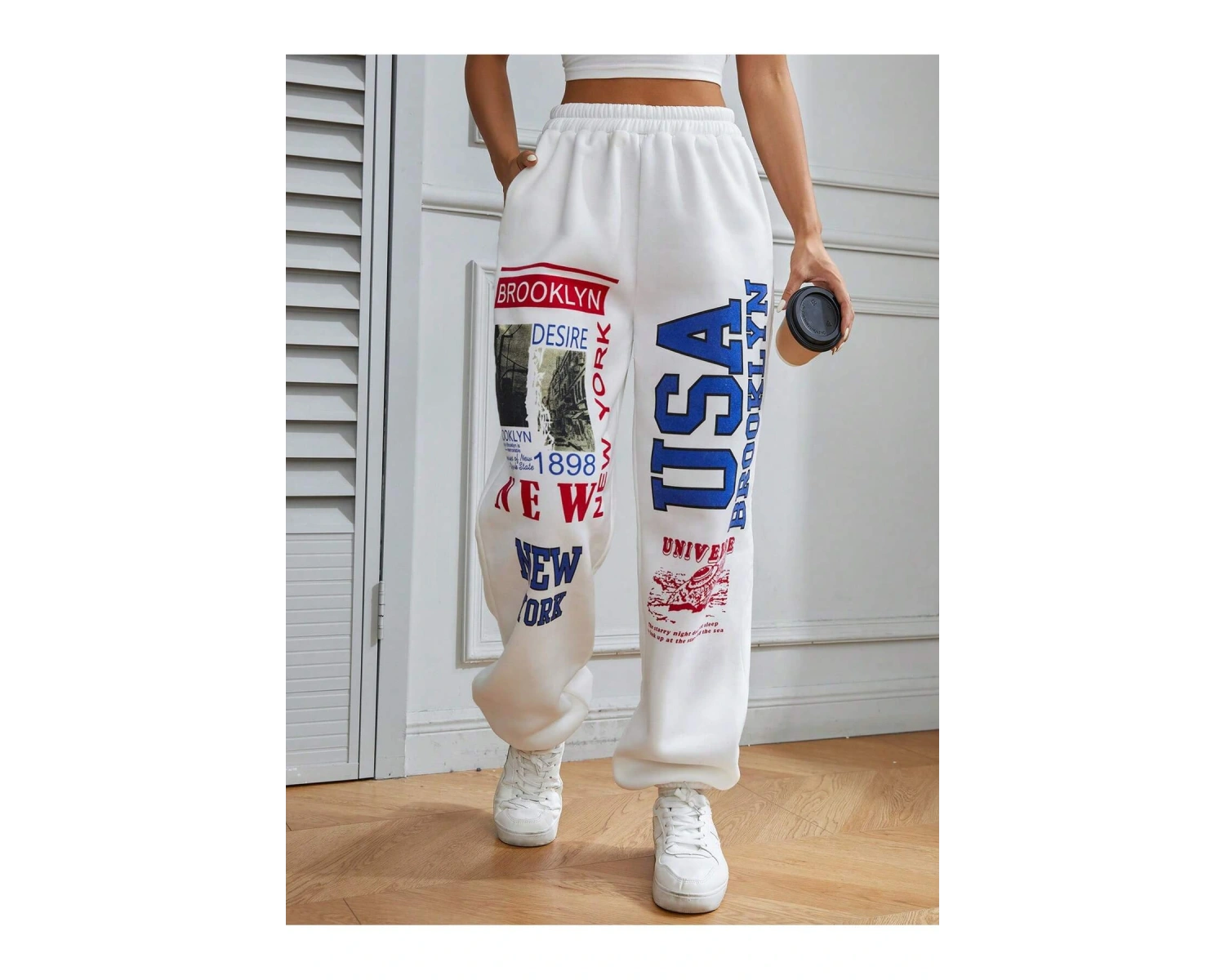 Coolane Letter Graphic Elastic Waist 4 Mevsim Eşofman