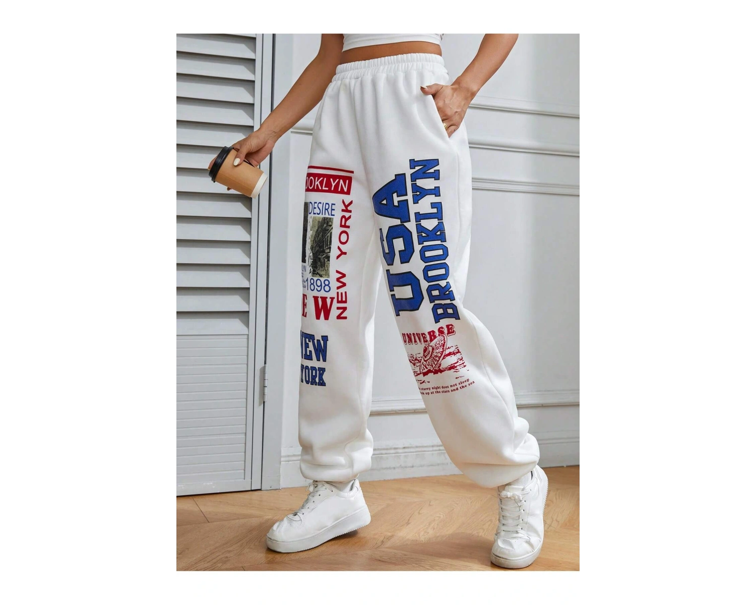 Coolane Letter Graphic Elastic Waist 4 Mevsim Eşofman