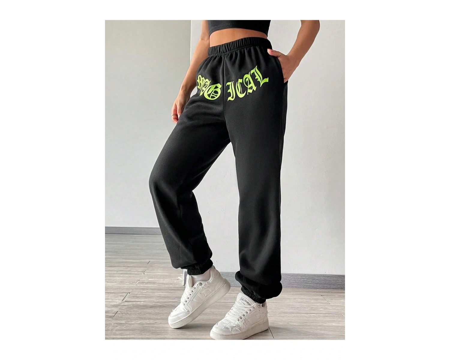 Coolane Letter Graphic Elastic Waist 4 Mevsim Eşofman