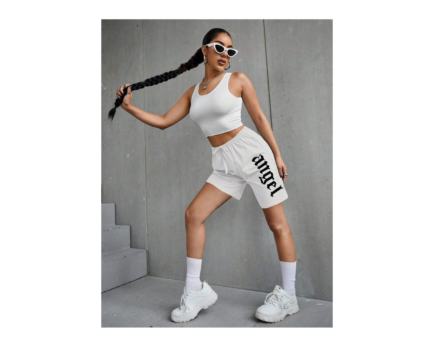 Coolane Letter Graphic Knot Front Track Şort