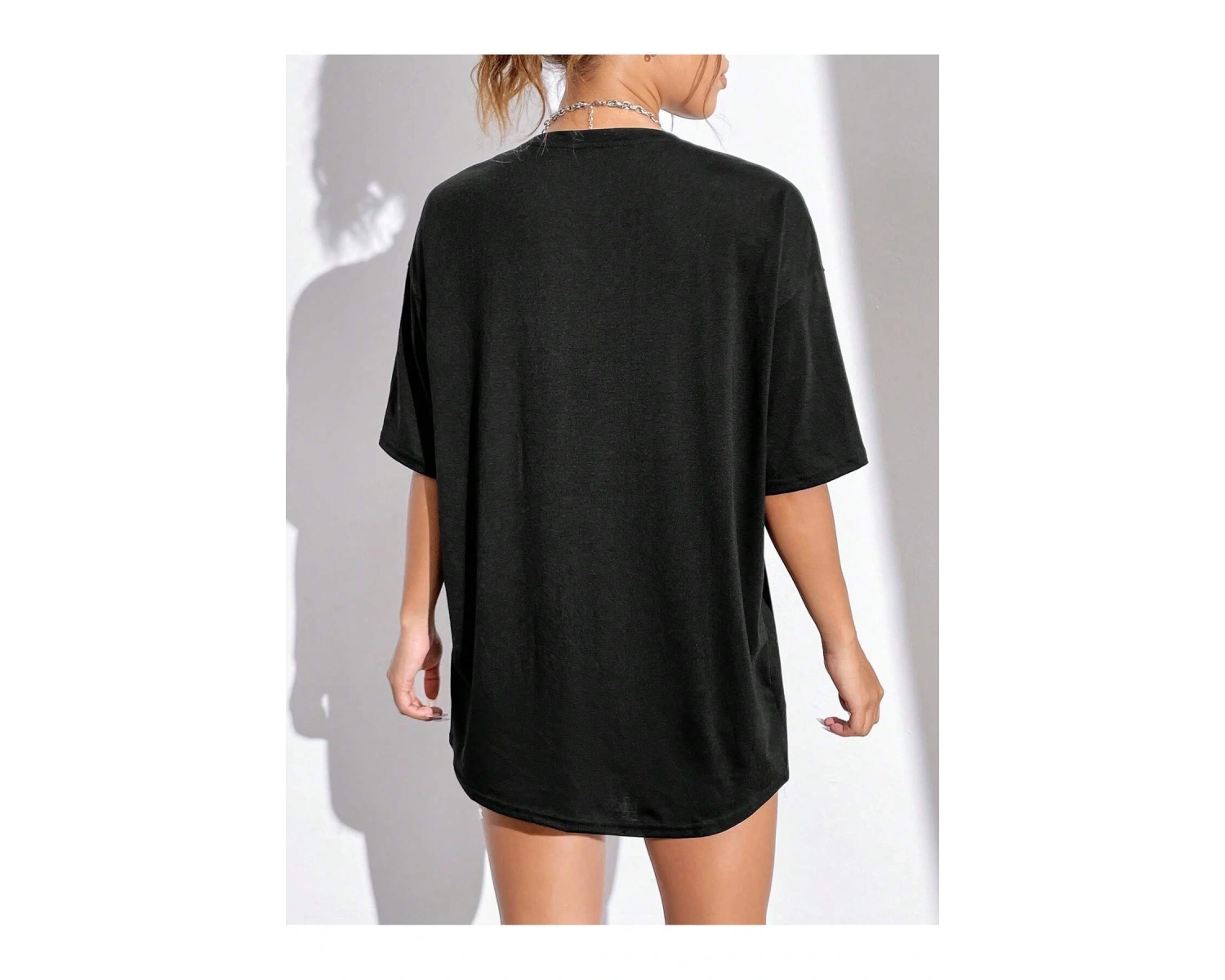 Coolane Motosiklet ve Harf Grafikli Düşük Omuz Oversize Tişört