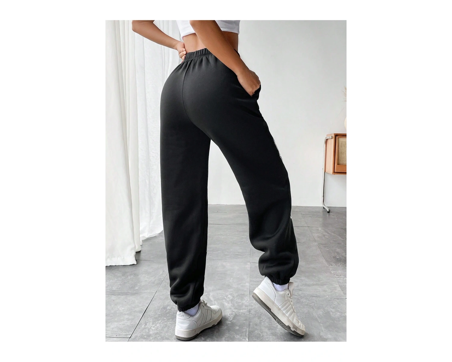 Coolane Skeleton Hand & Letter Graphic Elastic Waist 4 Mevsim Eşofman