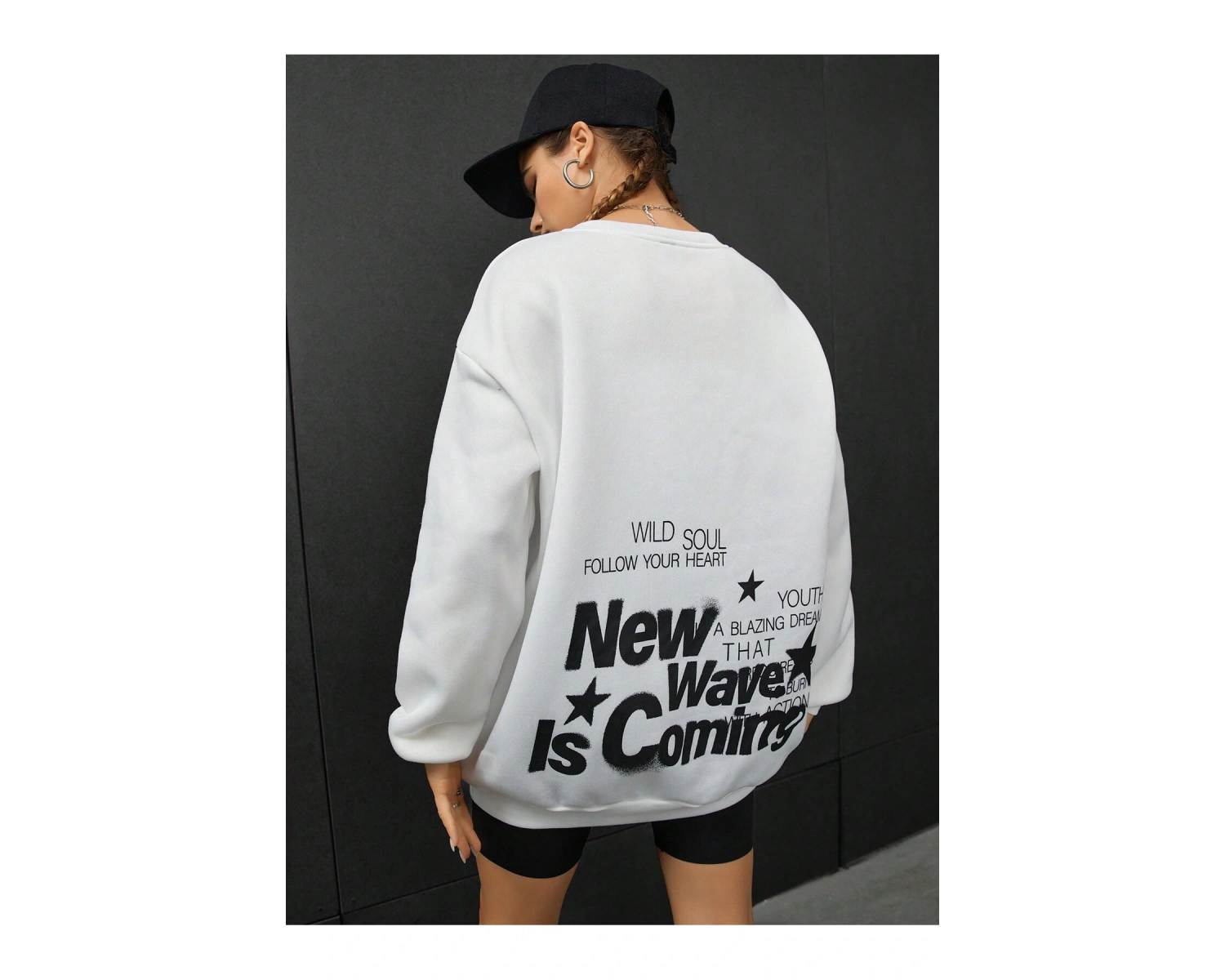 Coolane Sloganlı Grafik Düşük Sweat Beyaz