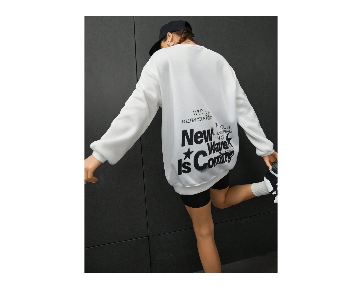 Coolane Sloganlı Grafik Düşük Sweat Beyaz