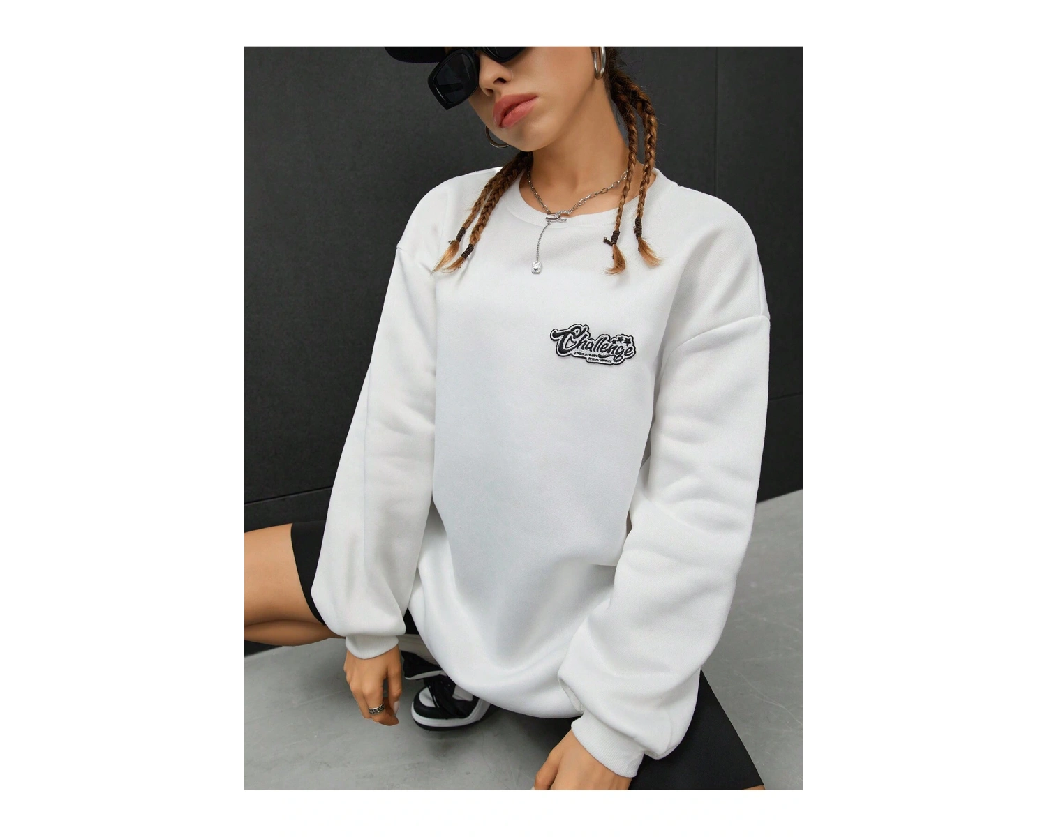 Coolane Sloganlı Grafik Düşük Sweat Beyaz