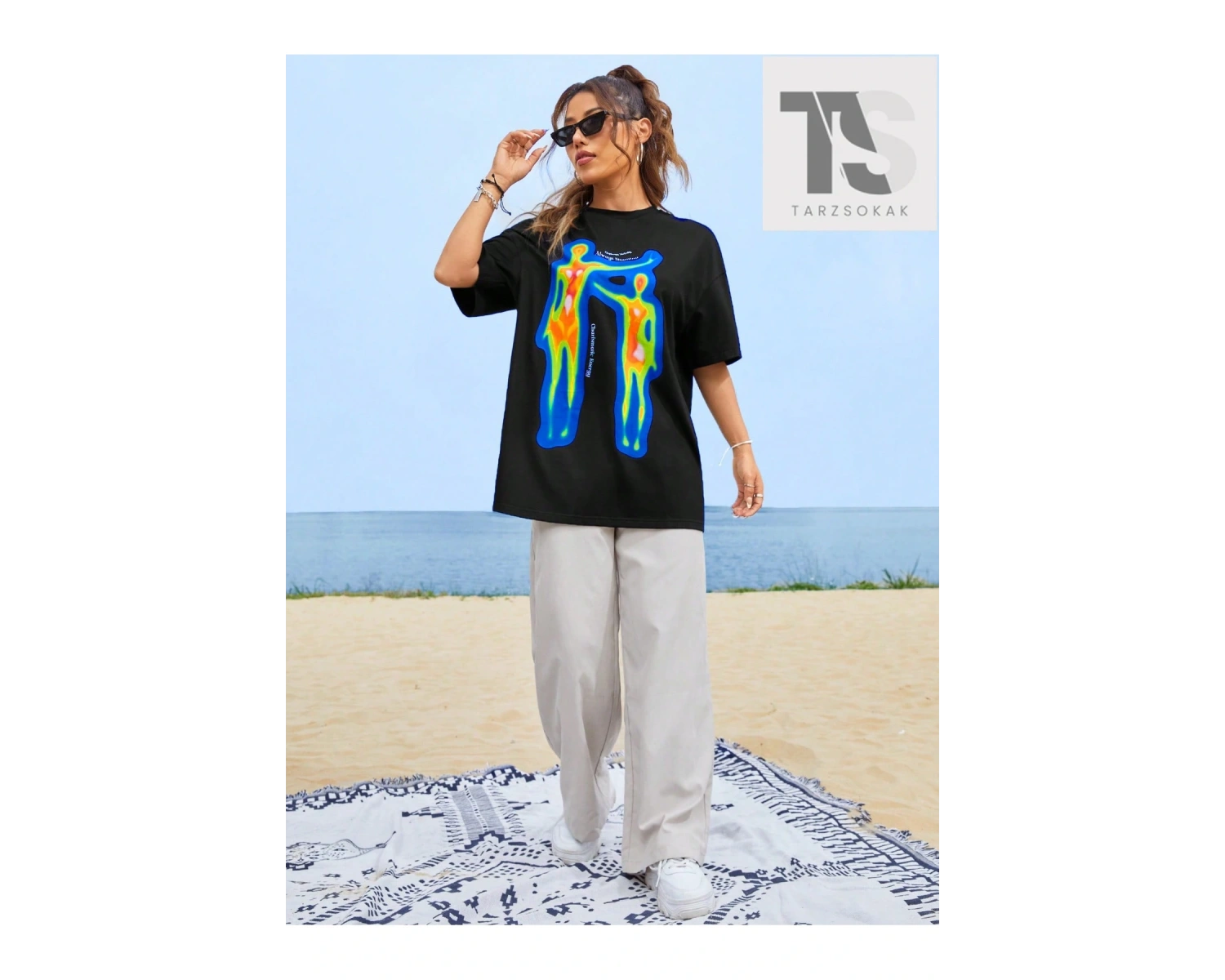 Coolane Vücut Isı Haritası Baskılı Omuz Tişörtü