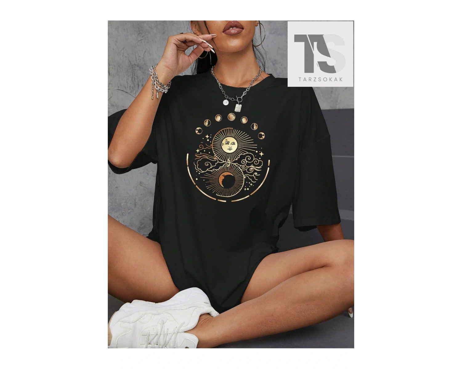 Coolane Wings Baskılı Düşük Omuzlu Büyük Boy Tişört