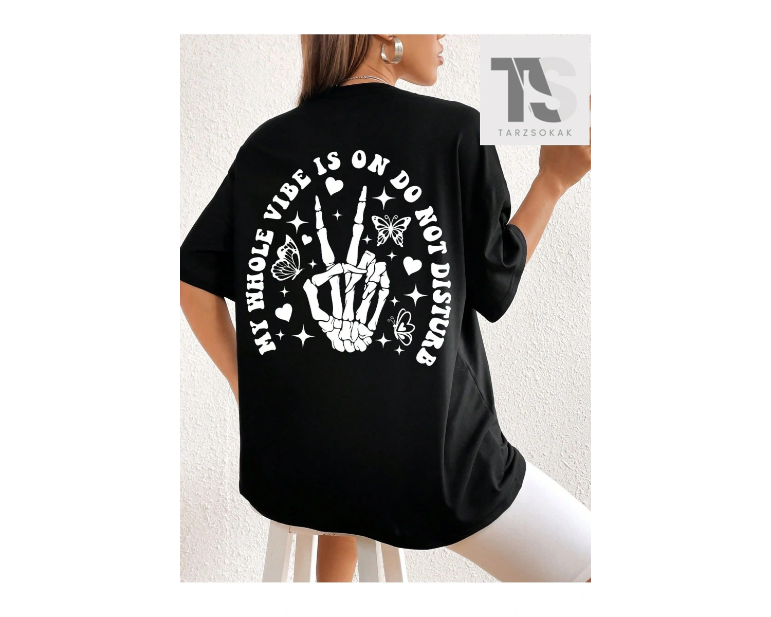 Coolane Wings Baskılı Düşük Omuzlu Büyük Boy Tişört