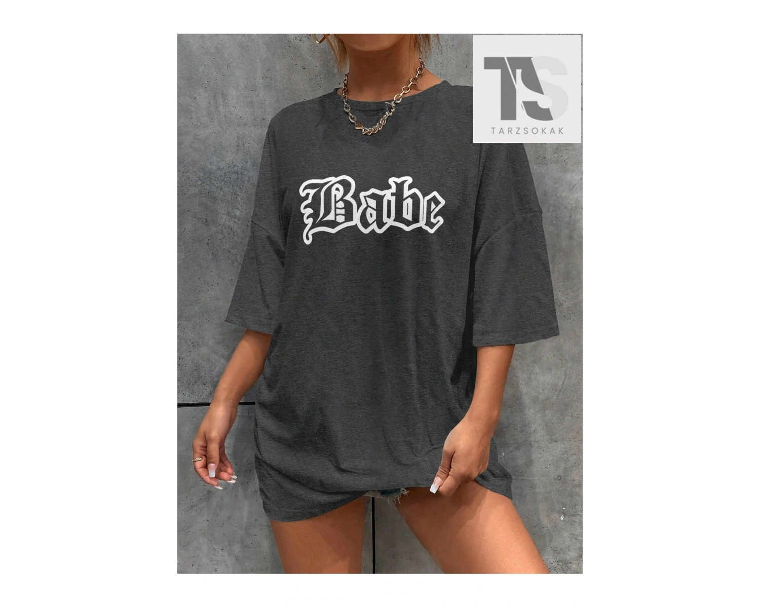 Coolane Yazılı Baskılı Düşük Omuz Tişört