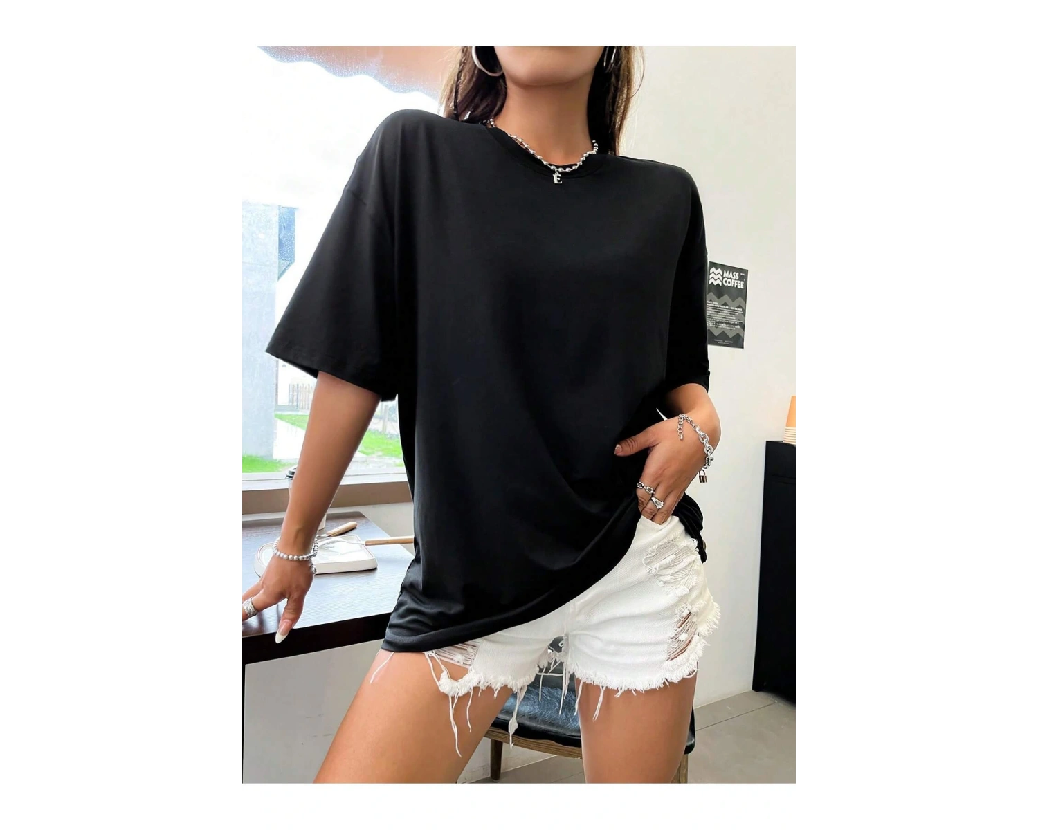 Coolane Yuvarlak Yaka Oversize Eğlenceli İfade Desenli Tişört