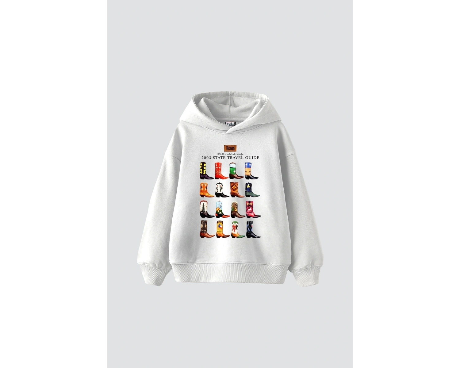 Cowboy Boots Baskılı Oversize Unisex Beyaz