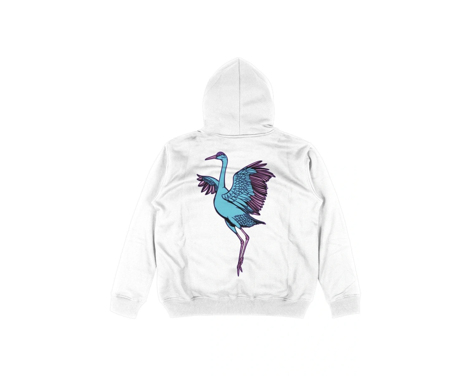 Crane Beyaz Oversize Unisex Kapüşonlu Sweatshirt Hoodie