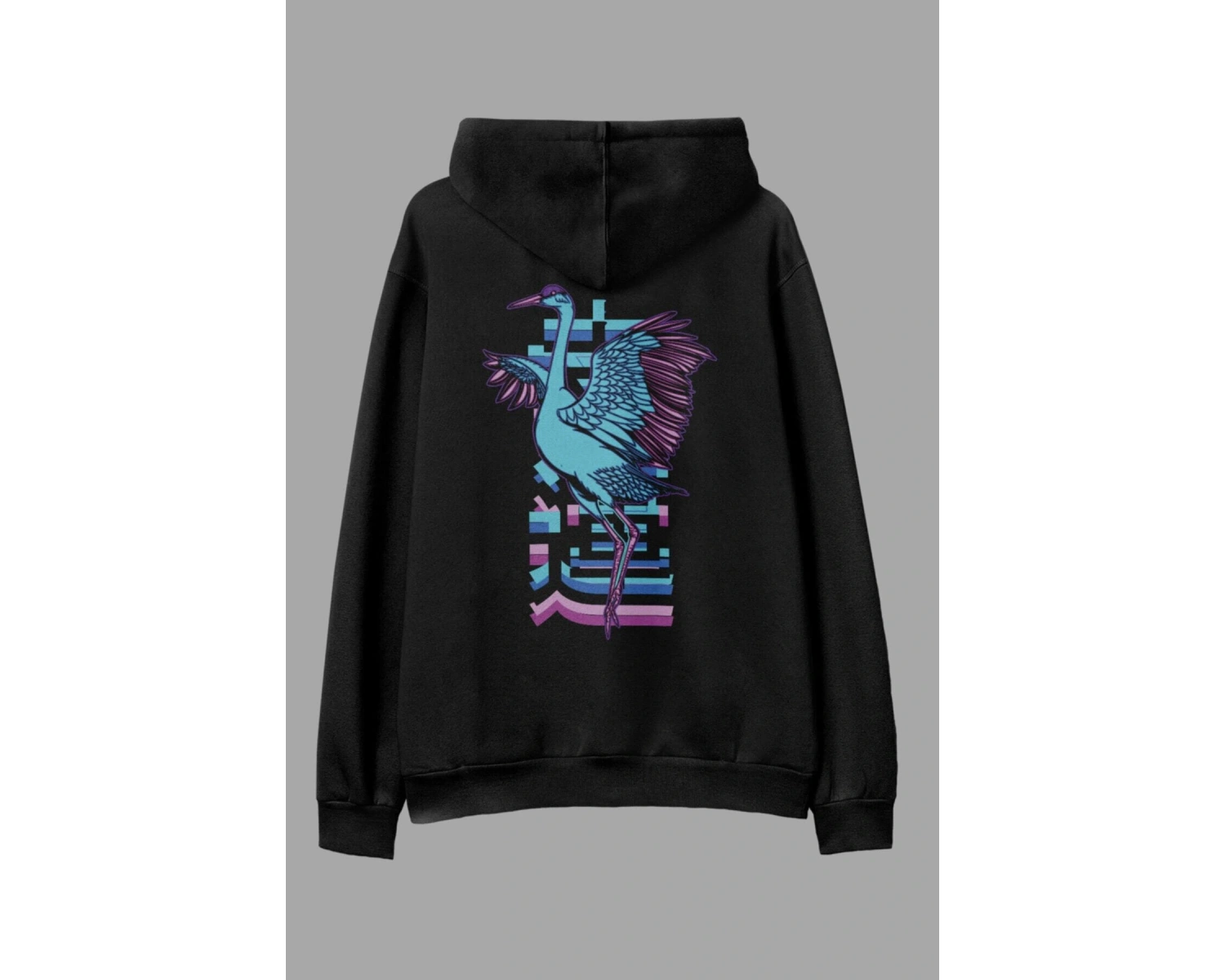 Crane Beyaz Oversize Unisex Kapüşonlu Sweatshirt Hoodie