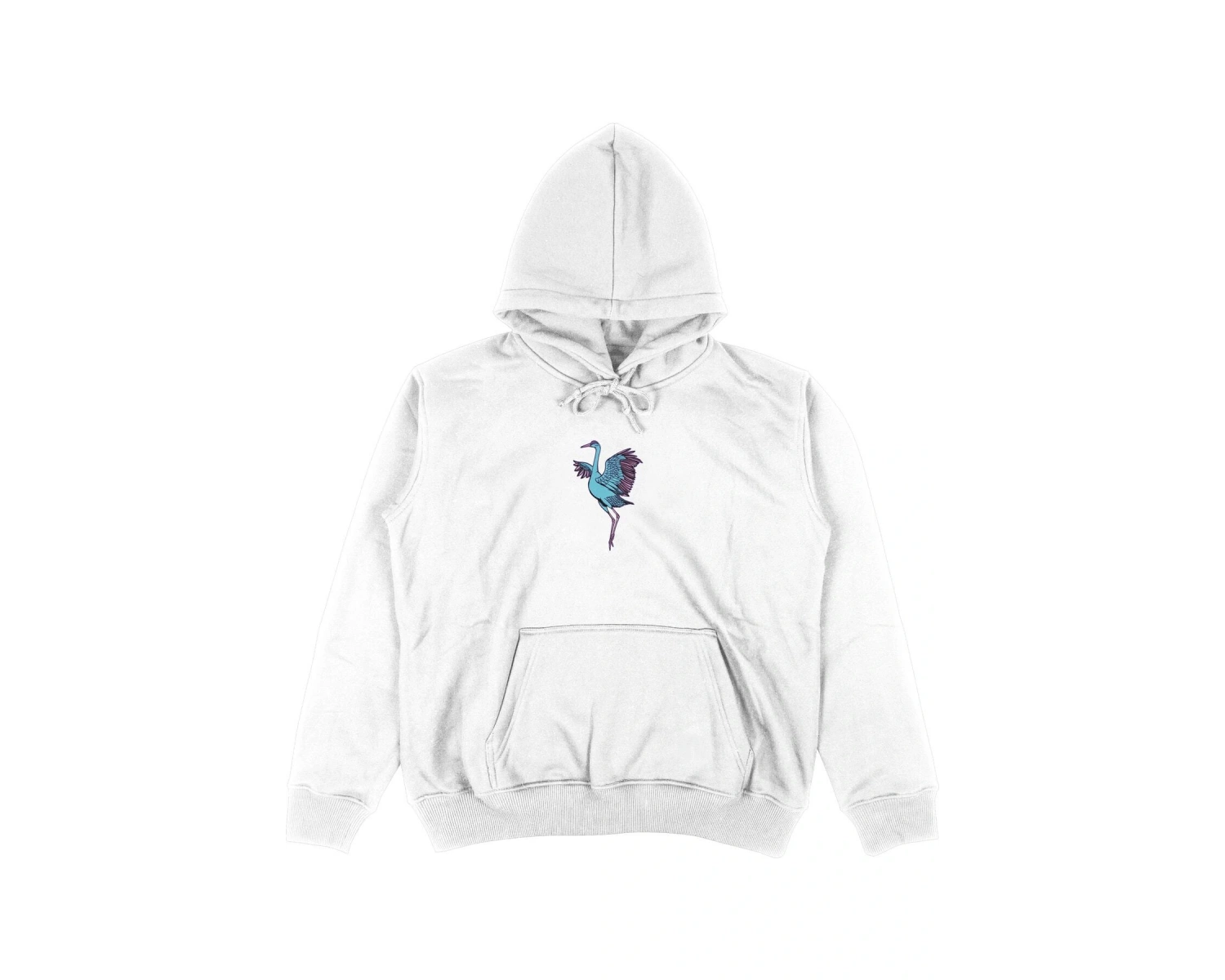 Crane Beyaz Oversize Unisex Kapüşonlu Sweatshirt Hoodie