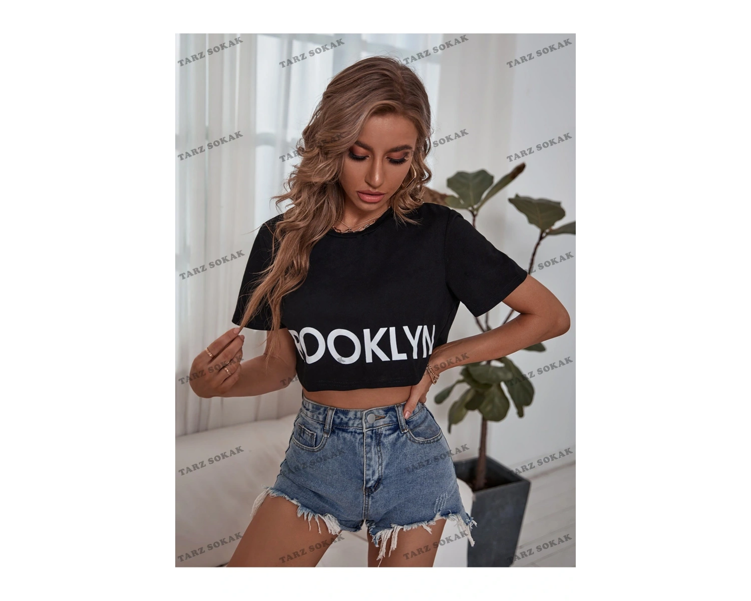 Crop CKOD-232913 Harf Grafikli Kırpma