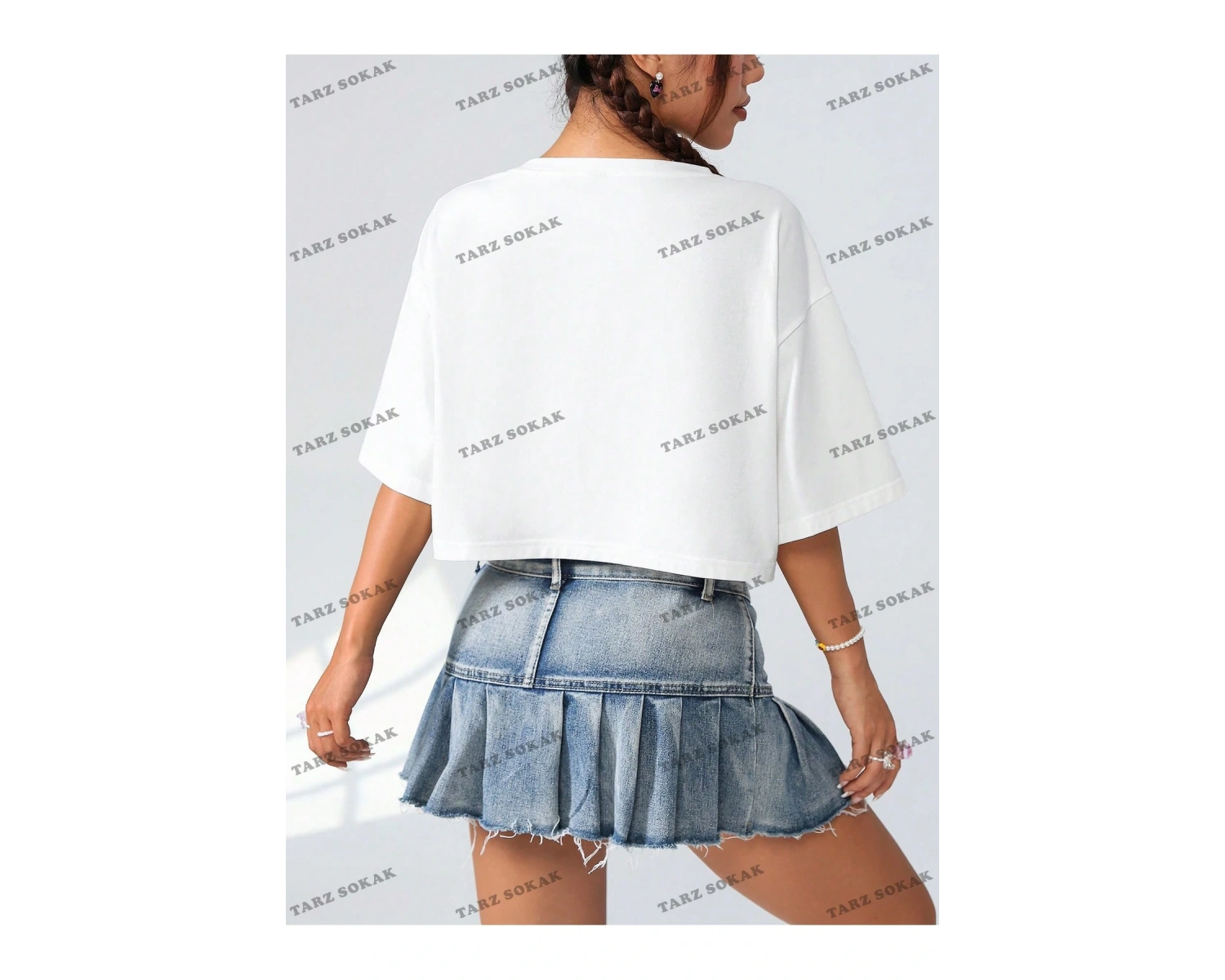 Crop CKOD-232913 Kadınlar Günü Yazılı Baskılı Yuvarlak Yaka