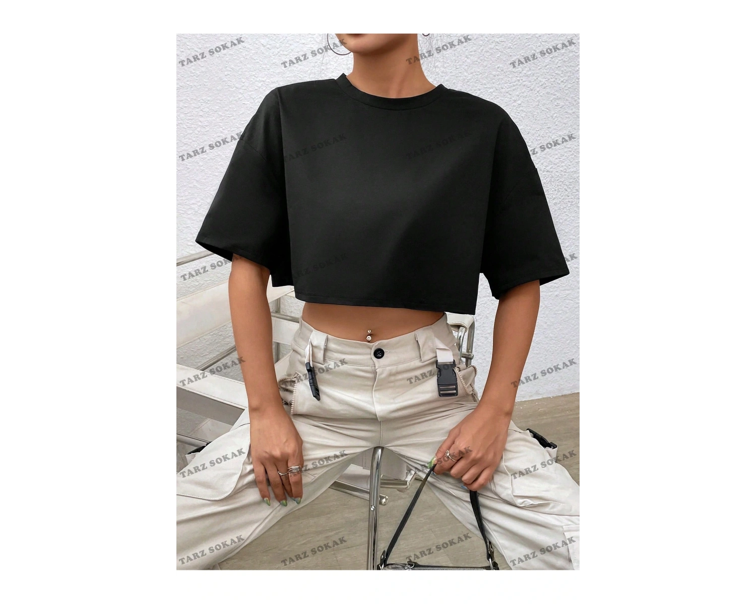 Crop CKOD-232913 Katı Düşük Omuz Kısa