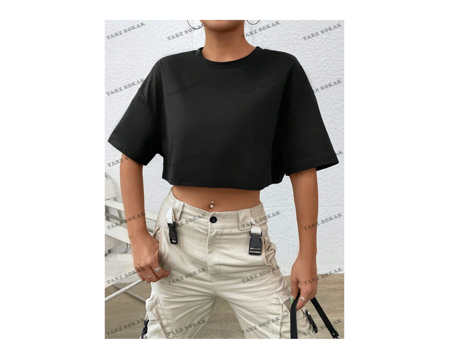 Crop CKOD-232913 Katı Düşük Omuz Kısa