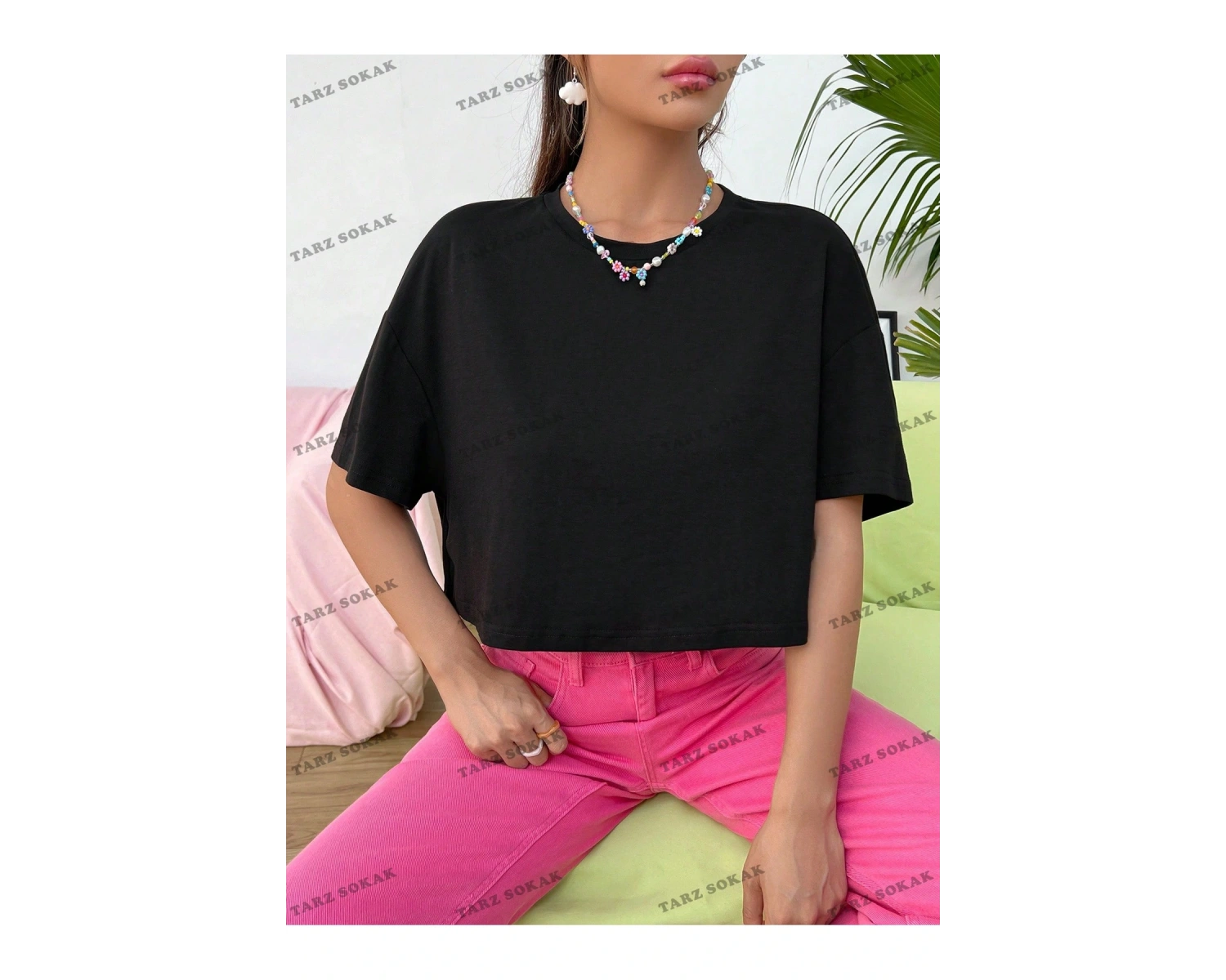 Crop CKOD-232913 Katı Düşük Omuz Kısa