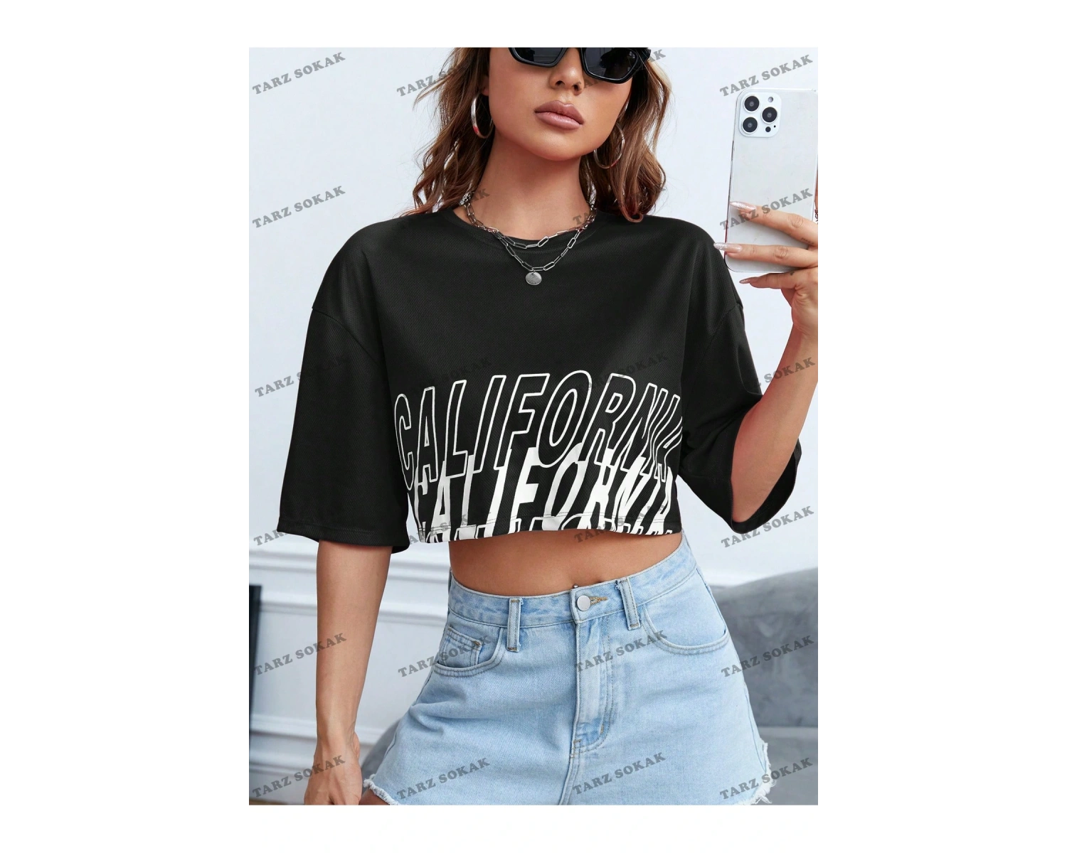 Crop CKOD-232913 Mektup Baskılı Kadın